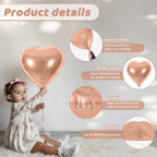 Saxuxu Rose Gold Heart Balloons – 20-Piece Foil Heart Set for Weddings & Valentines Day