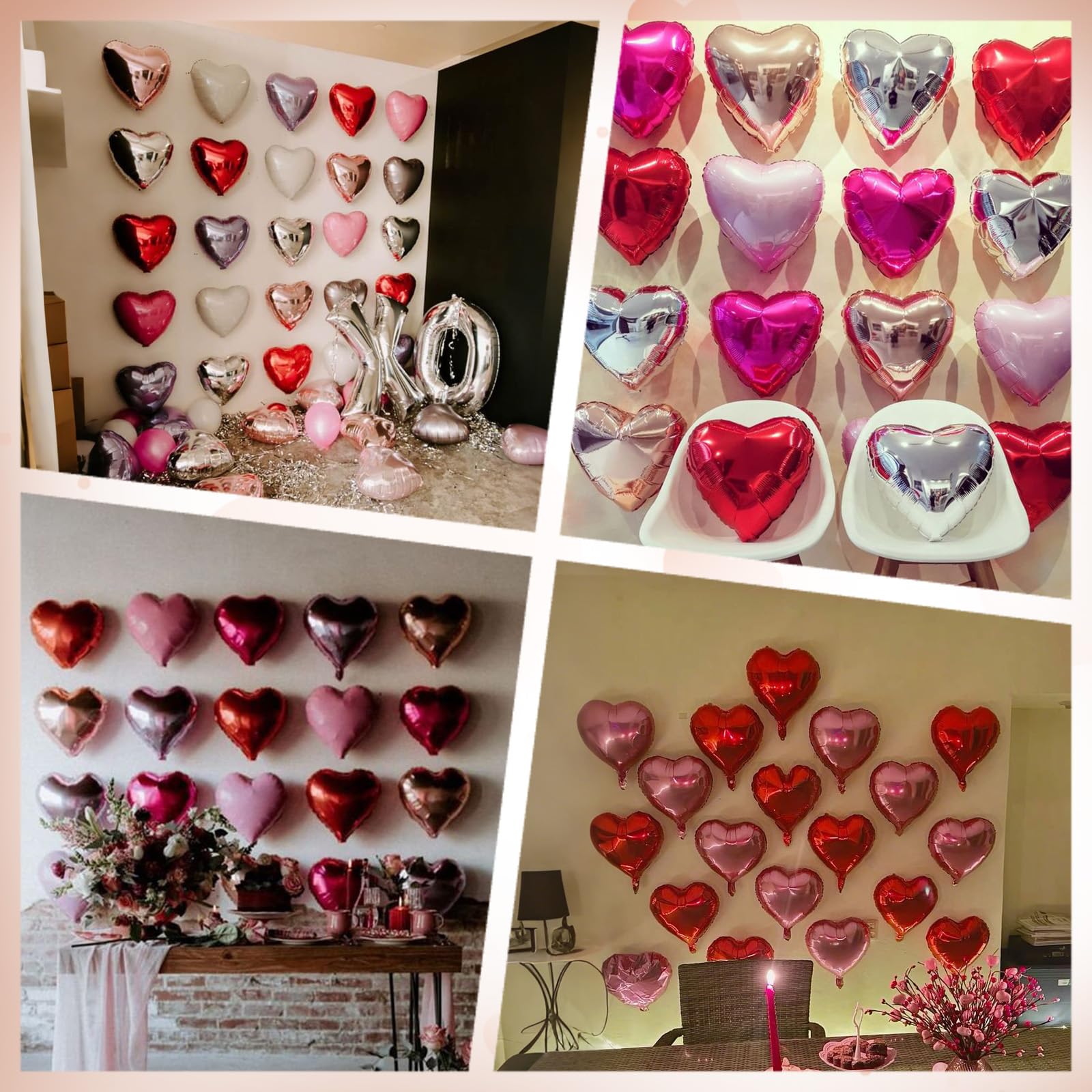 Saxuxu Rose Gold Heart Balloons – 20-Piece Foil Heart Set for Weddings & Valentines Day