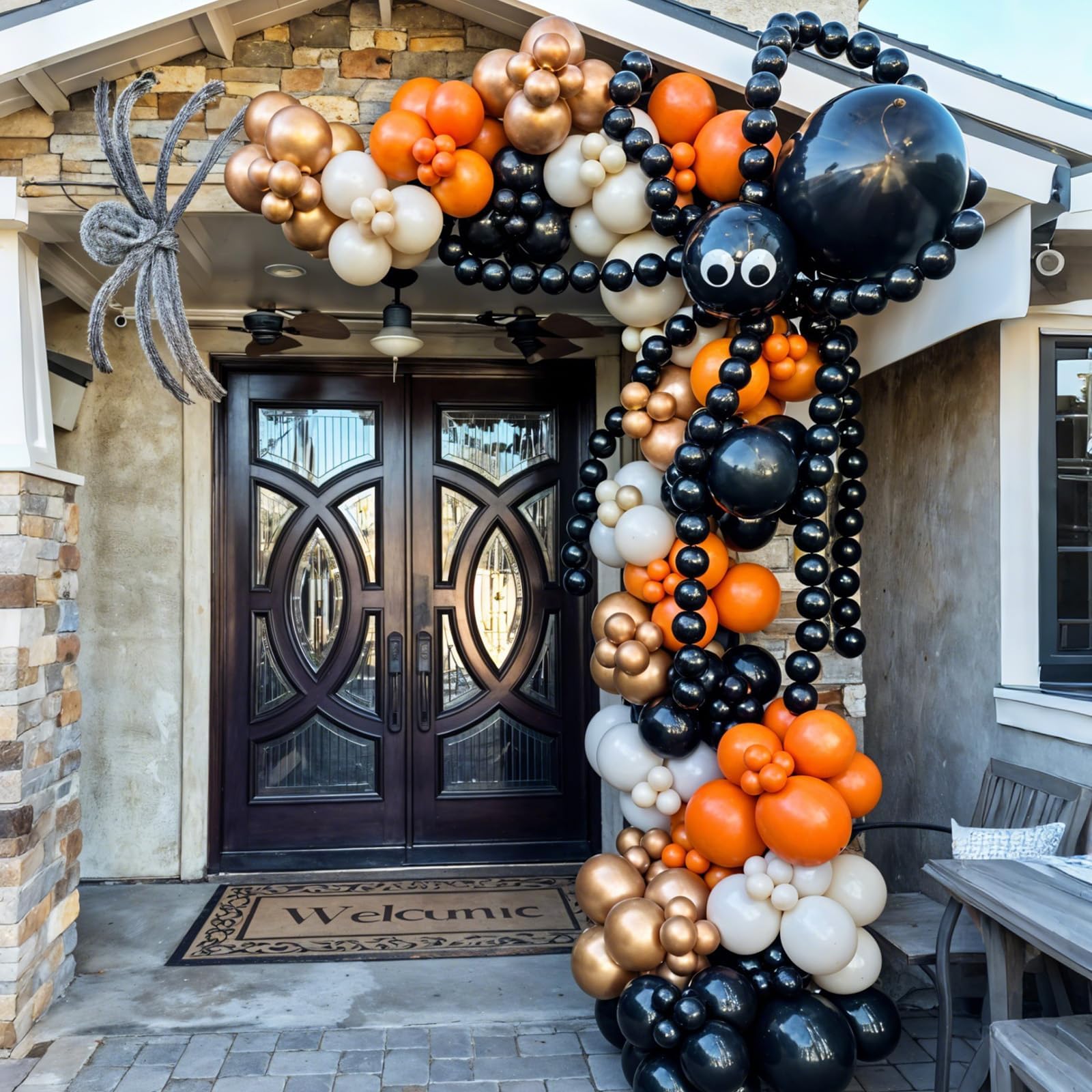 Saxuxu Halloween Balloon Arch Garland Kit – Black, Burnt Orange & White Balloons