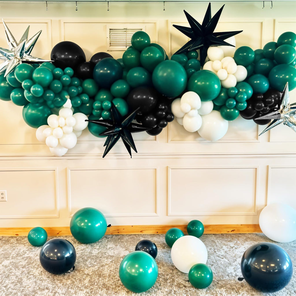 Saxuxu Football Balloon Arch Kit – Dark Green, Brown, White & Black Checkered Balloons