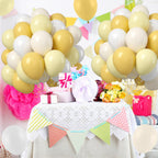 Saxuxu Mustard Yellow & White Balloons – 50pcs 12in Latex Party Decor