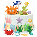 SayHalo Under the Sea Cake Toppers — 17-Piece Ocean Animal Decorations for Mermaid & Beach Parties