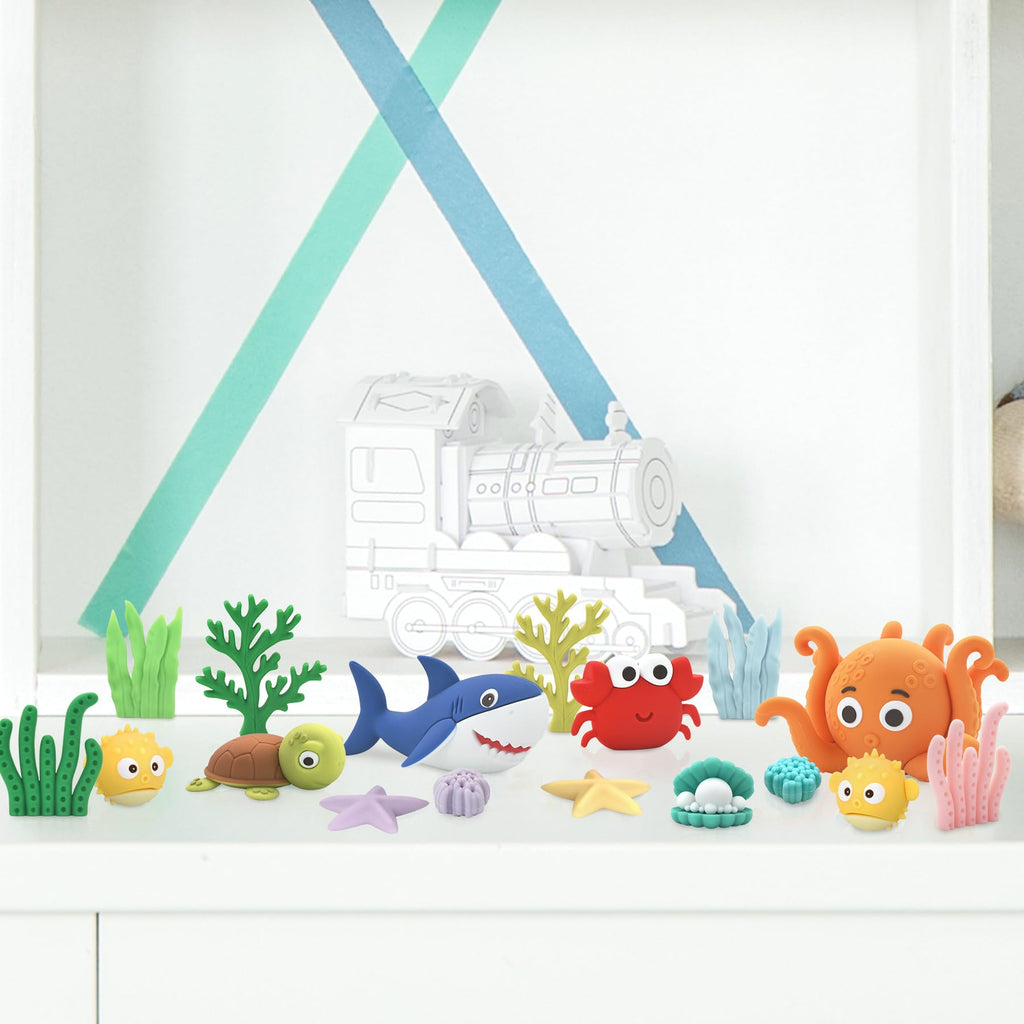 SayHalo Under the Sea Cake Toppers — 17-Piece Ocean Animal Decorations for Mermaid & Beach Parties