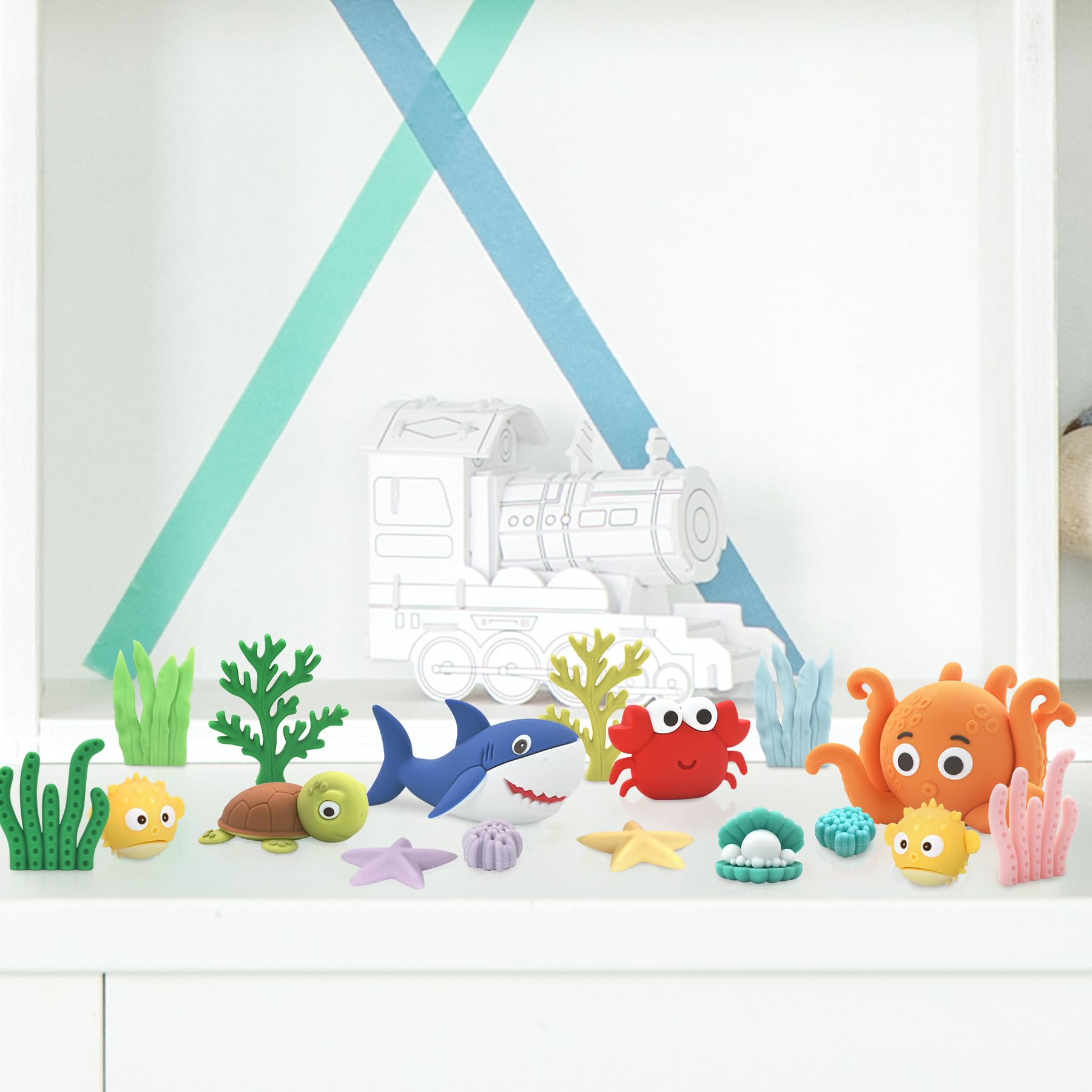 SayHalo Under the Sea Cake Toppers — 17-Piece Ocean Animal Decorations for Mermaid & Beach Parties
