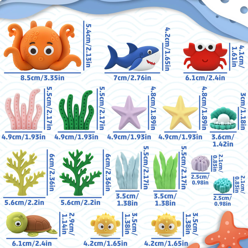 SayHalo Under the Sea Cake Toppers — 17-Piece Ocean Animal Decorations for Mermaid & Beach Parties