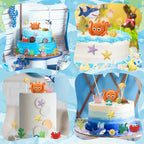 SayHalo Under the Sea Cake Toppers — 17-Piece Ocean Animal Decorations for Mermaid & Beach Parties