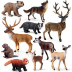 SCAHOW Forest Animal Toys - 10Pcs Realistic Woodland Figurines for Cake Toppers