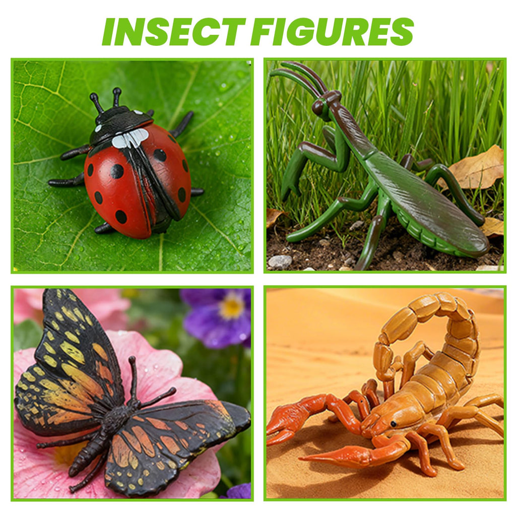 SCAHOW 12Pcs Fake Bug Toys for Kids - Realistic Insect Figures for Party Favors & Cake Toppers