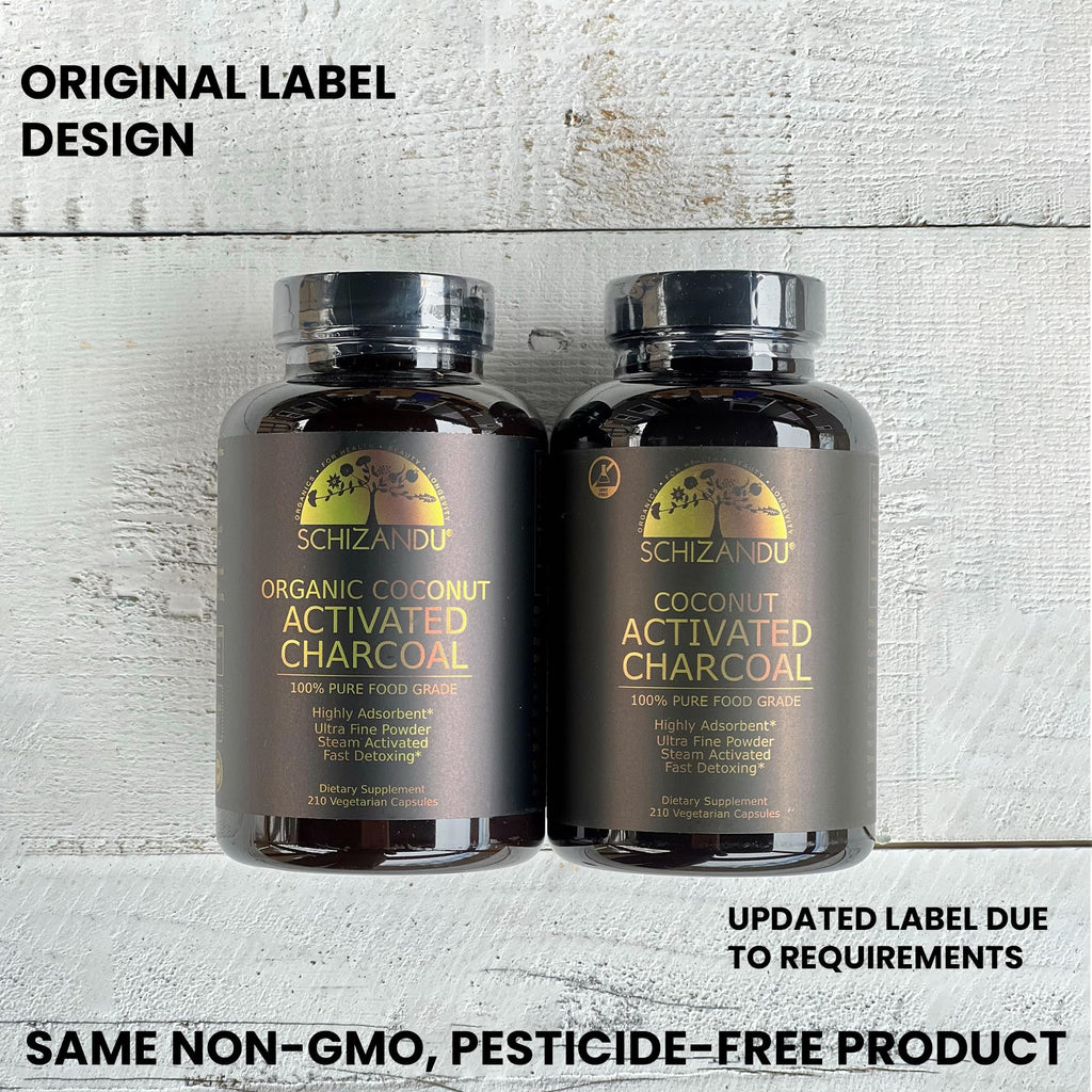 Schizandu Aktivkohle Kapseln aus Kokosnussschalen – Vegan, Bio, GVO-frei, 210 Stück | X-Große Flasche