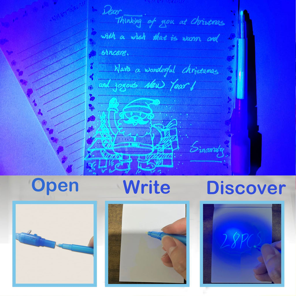 SCStyle Invisible Ink Pen 28-Pcs Set with UV Light – Secret Messages, Party Favors & Classroom Activities