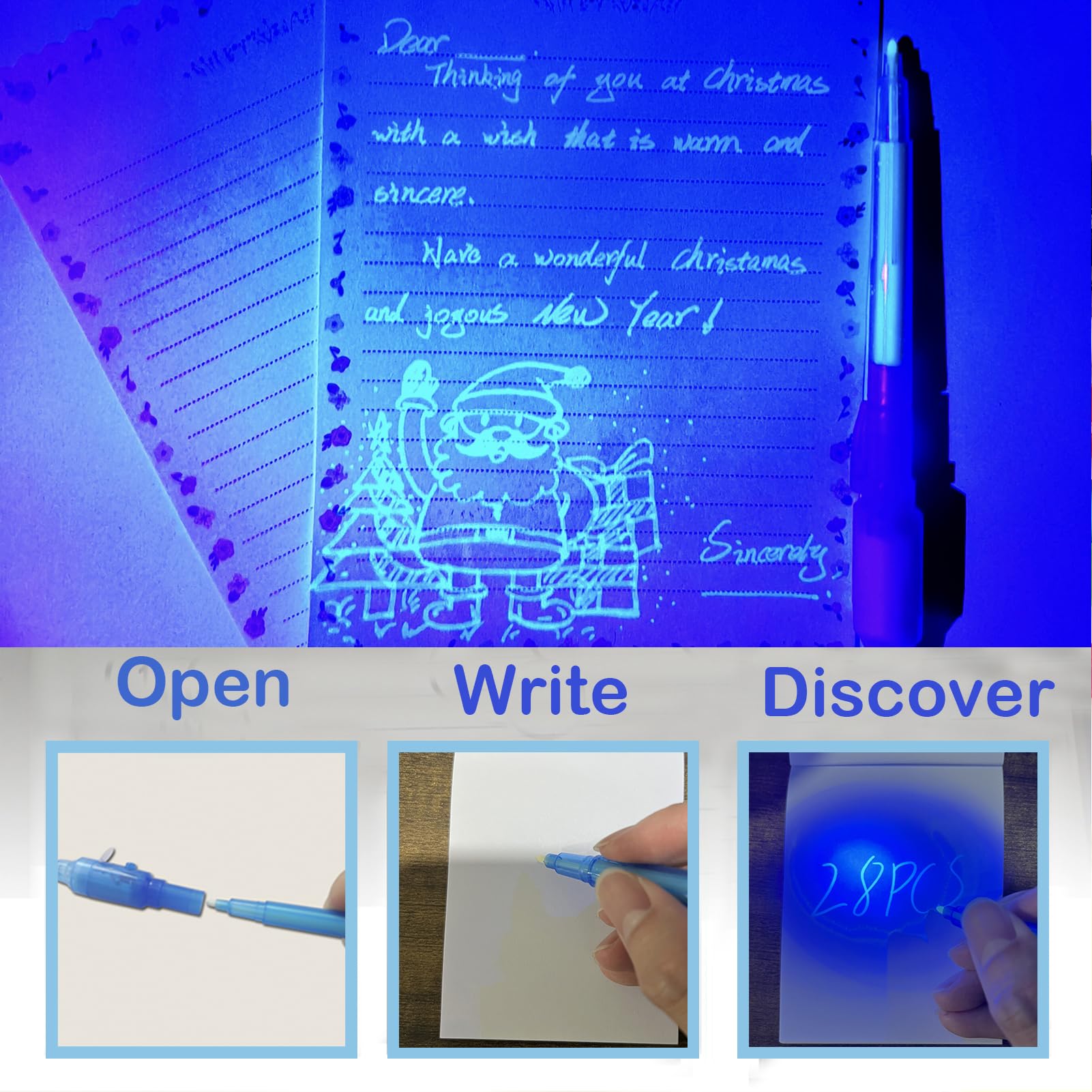 SCStyle Invisible Ink Pen 28-Pcs Set with UV Light – Secret Messages, Party Favors & Classroom Activities