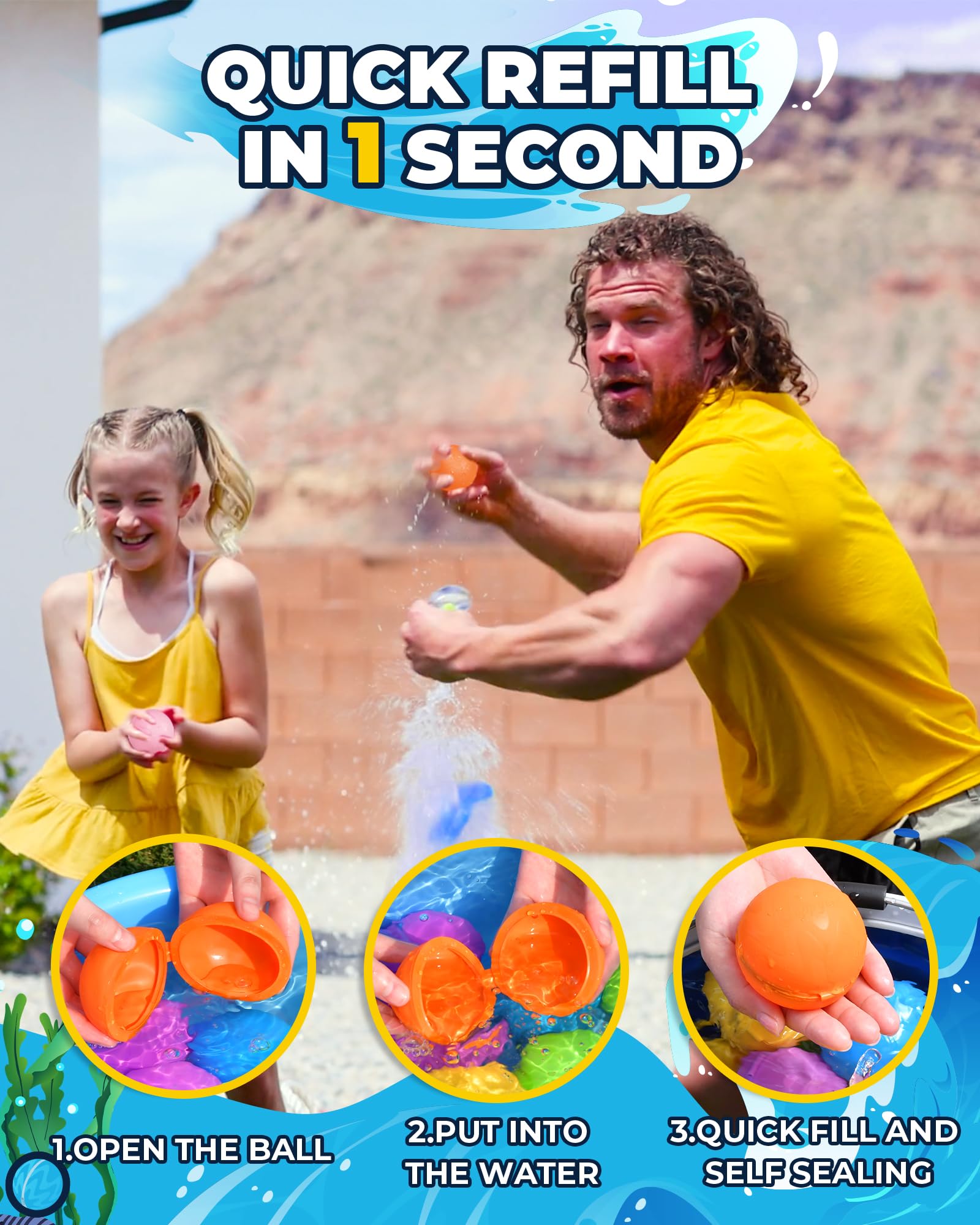 SCUATANBE Reusable Water Balloons 18Pcs – Quick Fill Magnetic Self-Sealing Splash Toys for Kids 4–12