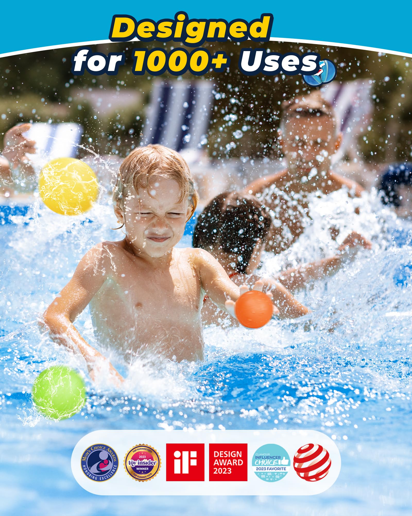 SCUATANBE 12PCS Reusable Water Balloons — Quick Fill, Self-Sealing