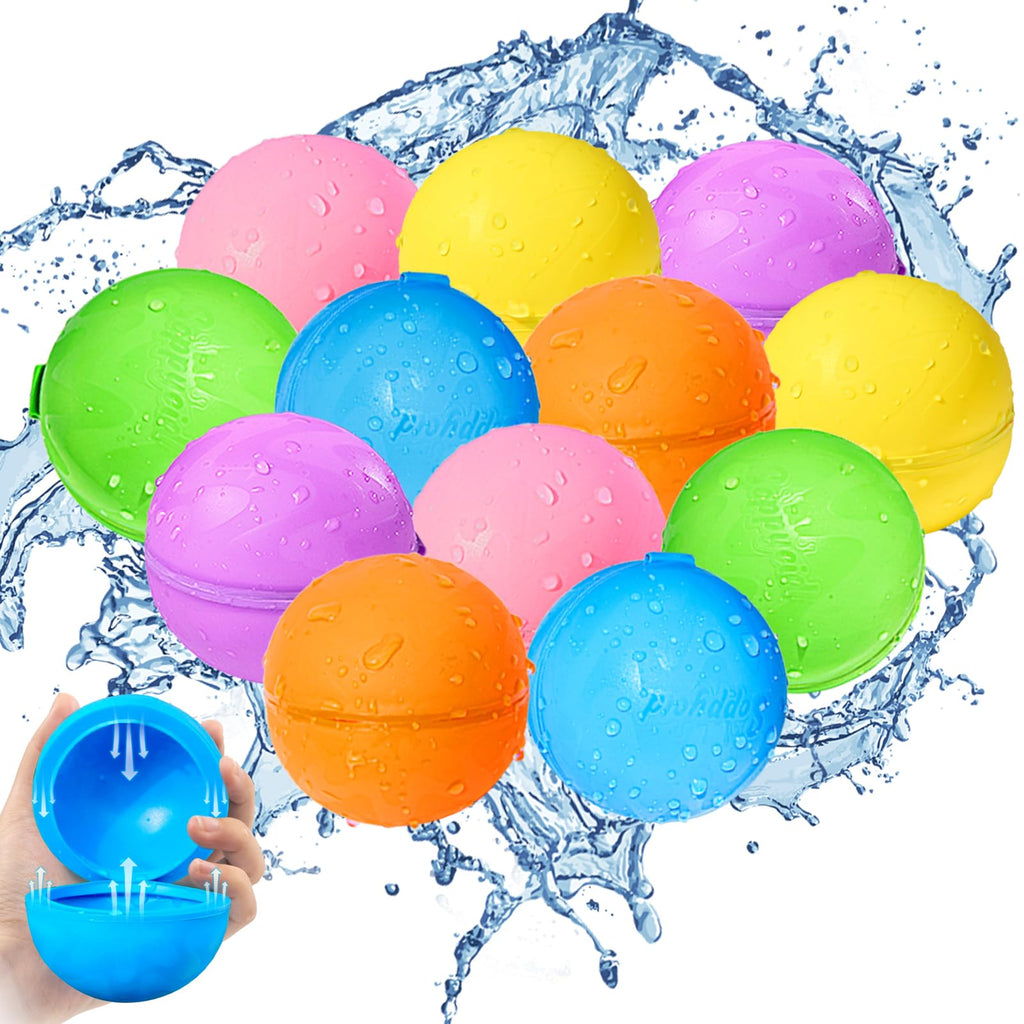 SCUATANBE 12PCS Reusable Water Balloons — Quick Fill, Self-Sealing