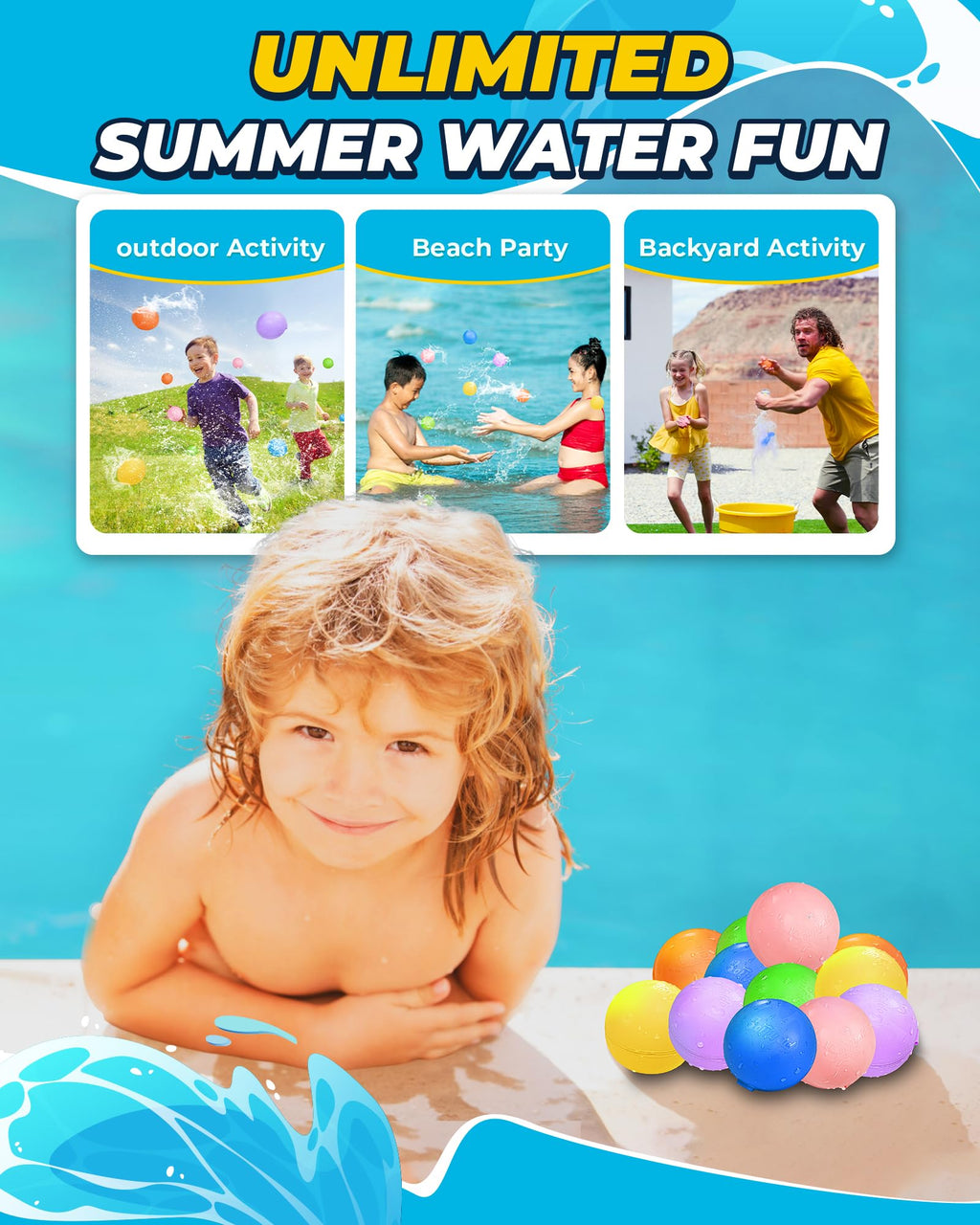 SCUATANBE Reusable Water Balloons – 20-Pack Quick-Fill, Self-Sealing Summer Toys for Kids 4-12