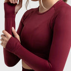 Seamless Sports Bra Set with Peach Hip Trousers – Super Stretch Long Sleeve Yoga Outfit S, M, L