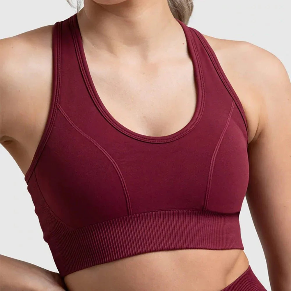 Seamless Sports Bra Set with Peach Hip Trousers – Super Stretch Long Sleeve Yoga Outfit S, M, L