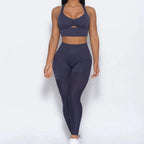 Seamless Yoga Leggings 2 Piece Gym Workout Set For Women - Breathable & Comfortable Athletic Wear