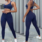 Seamless Yoga Leggings 2 Piece Gym Workout Set For Women - Breathable & Comfortable Athletic Wear