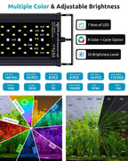 SEAOURA Aquarium Light | 24/7 Custom Timer, 7-Row Full Spectrum LED for 24–30in Tanks