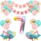 SEDECIDE 7th Birthday Decorations for Girls – Gradient Balloons, Happy Birthday Banner & Party Supplies