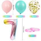 SEDECIDE 7th Birthday Decorations for Girls – Gradient Balloons, Happy Birthday Banner & Party Supplies