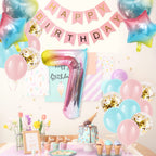 SEDECIDE 7th Birthday Decorations for Girls – Gradient Balloons, Happy Birthday Banner & Party Supplies