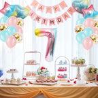 SEDECIDE 7th Birthday Decorations for Girls – Gradient Balloons, Happy Birthday Banner & Party Supplies