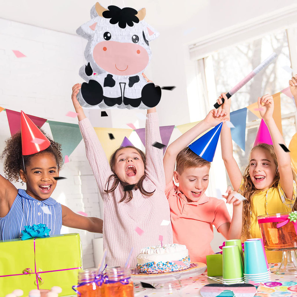 Seematn Cow Piñata Bundle with Blindfold, Bat & Confetti – Large 15.75 x 11.81 x 2.95 in Kids Birthday Party Supplies