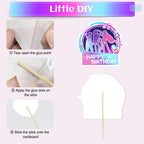 SEL Popular Birthday Cake Topper – Glittery Happy Birthday Topper + 8 Movie Cupcake Toppers for Girls' Parties