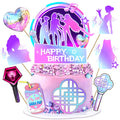 SEL Popular Birthday Cake Topper – Glittery Happy Birthday Topper + 8 Movie Cupcake Toppers for Girls' Parties