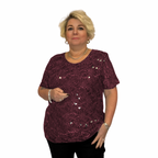 ROCKTHOSECURVES SEQUIN AND LACE SHORT SLEEVE BLOUSE / TOP