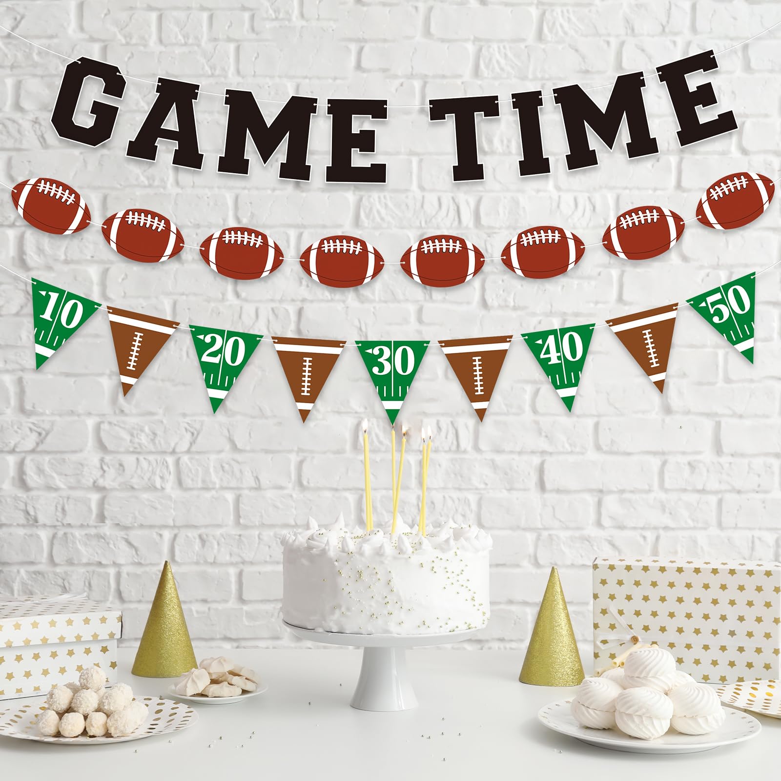 Sereliy Football Banner Garland – Game Time Banner for Party Decorations | Bowl Game Indoor Decor