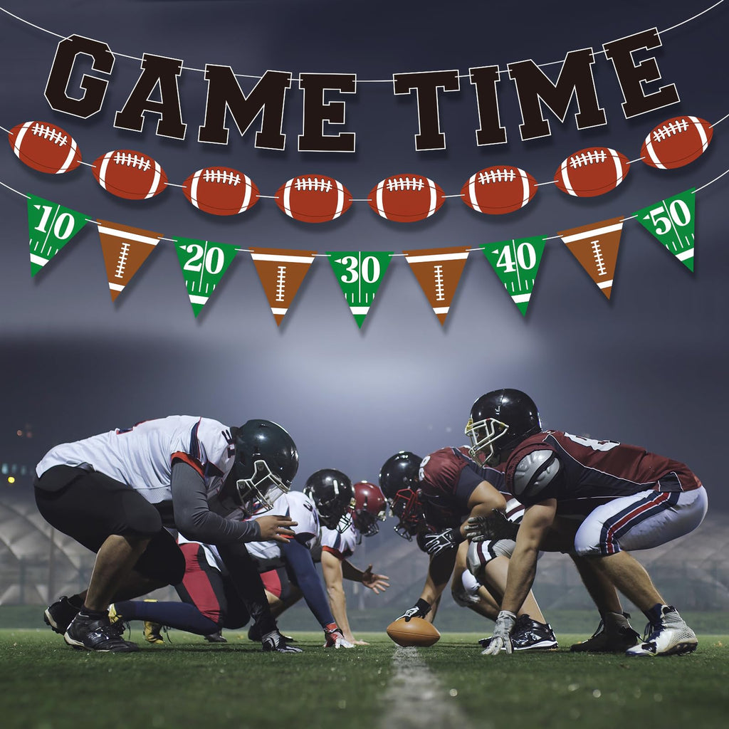 Sereliy Football Banner Garland – Game Time Banner for Party Decorations | Bowl Game Indoor Decor