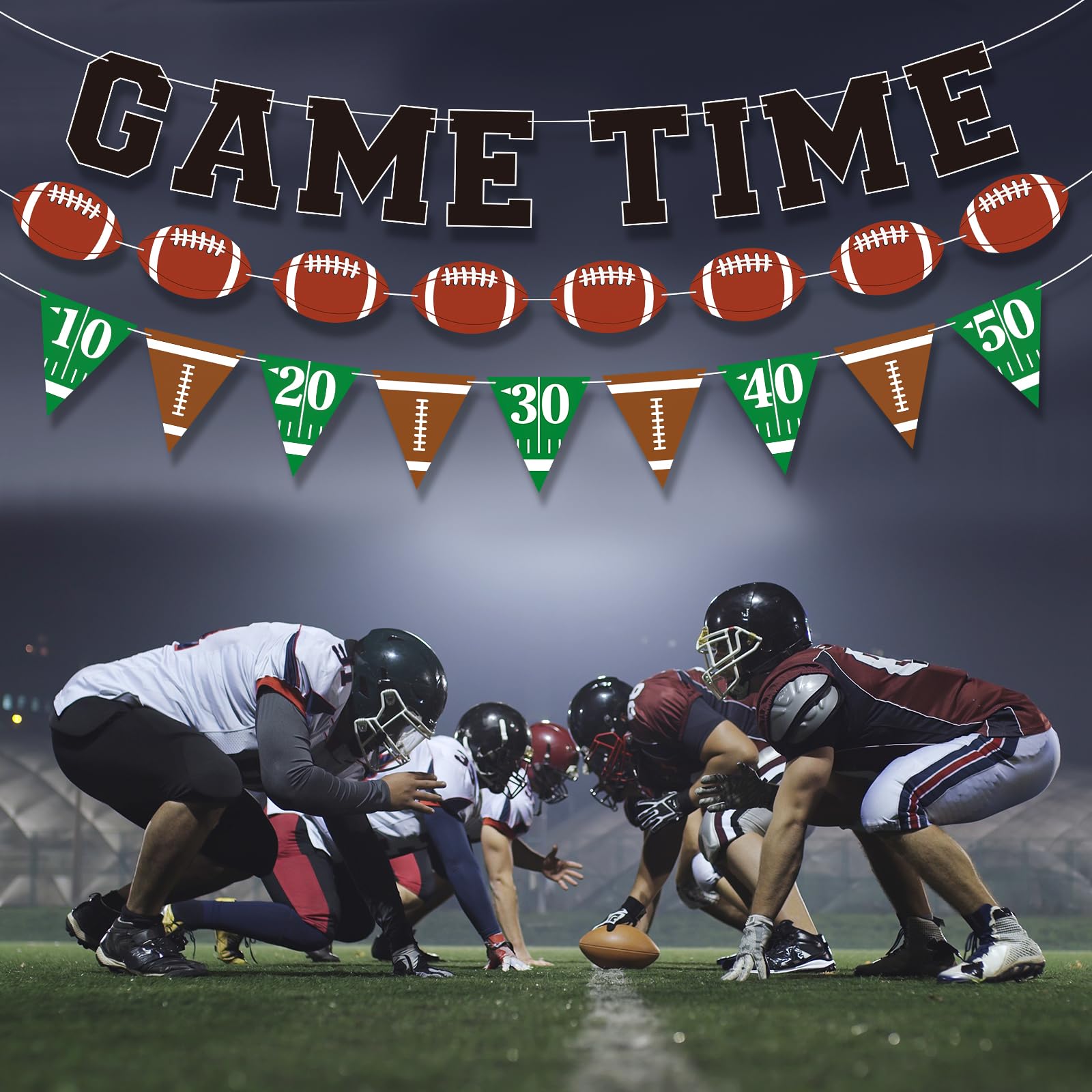Sereliy Football Banner Garland – Game Time Banner for Party Decorations | Bowl Game Indoor Decor