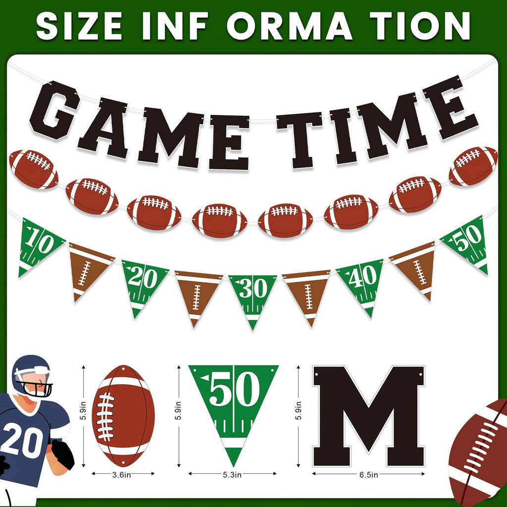 Sereliy Football Banner Garland – Game Time Banner for Party Decorations | Bowl Game Indoor Decor