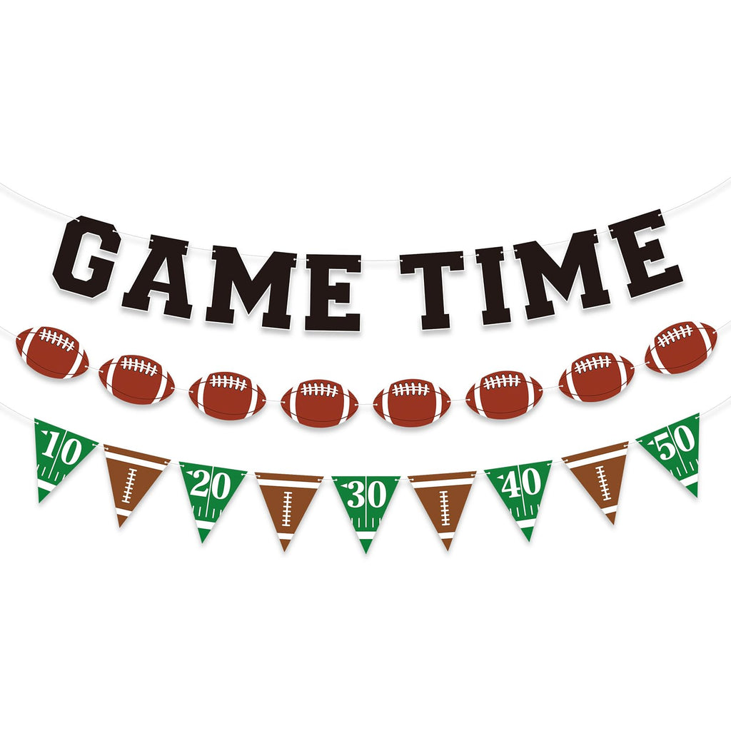 Sereliy Football Banner Garland – Game Time Banner for Party Decorations | Bowl Game Indoor Decor