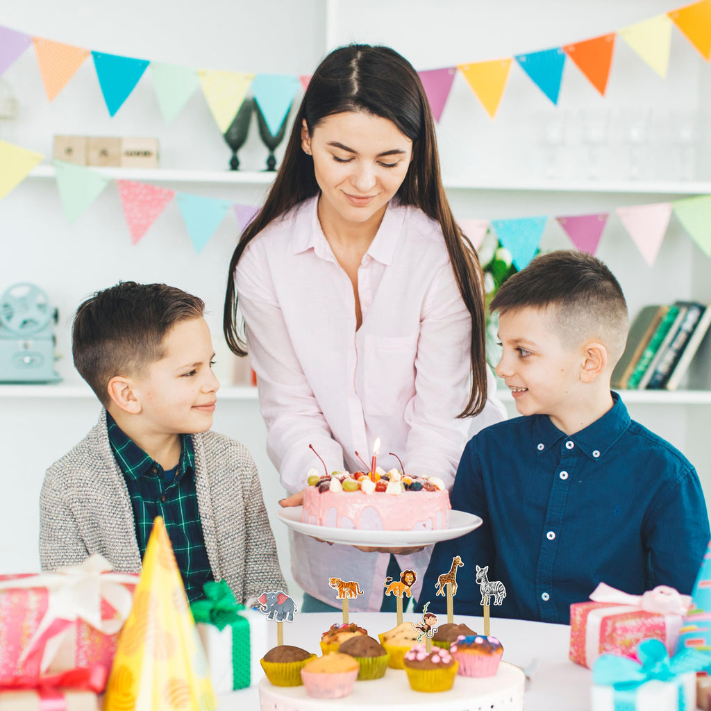Seyal Jugle Safari Cupcake Topper – Animal-Themed Party Picks for Birthday Cupcakes, Dessert Tables, and Event Styling