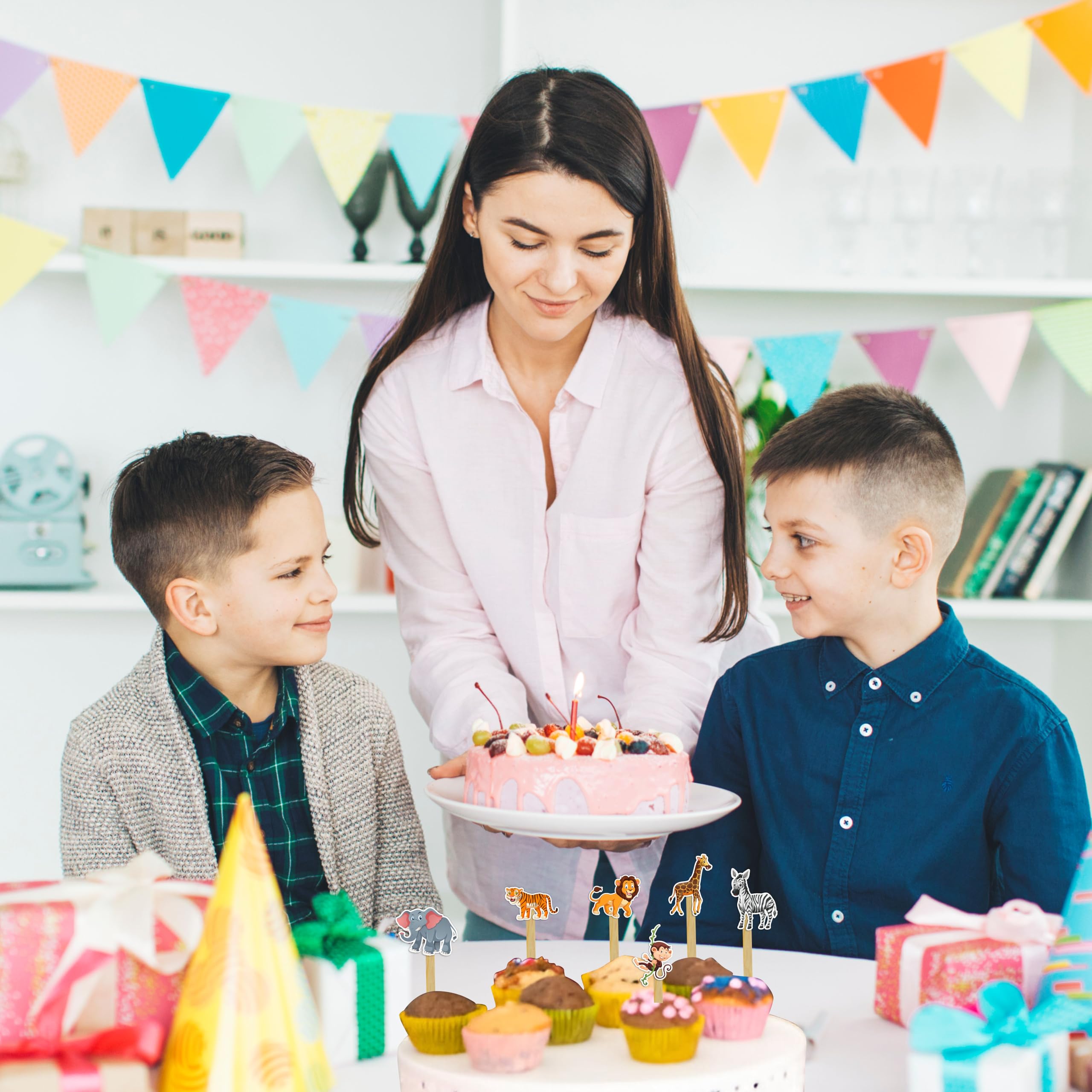 Seyal Jugle Safari Cupcake Topper – Animal-Themed Party Picks for Birthday Cupcakes, Dessert Tables, and Event Styling
