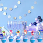 Seyal Bby Shrk Cupcake Toppers – Multicolor 24-Pack for Bby Shrk-Themed Parties