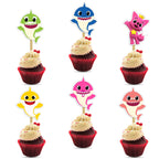Seyal Bby Shrk Cupcake Toppers – Multicolor 24-Pack for Bby Shrk-Themed Parties