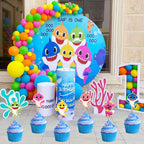 Seyal Bby Shrk Cupcake Toppers – Multicolor 24-Pack for Bby Shrk-Themed Parties