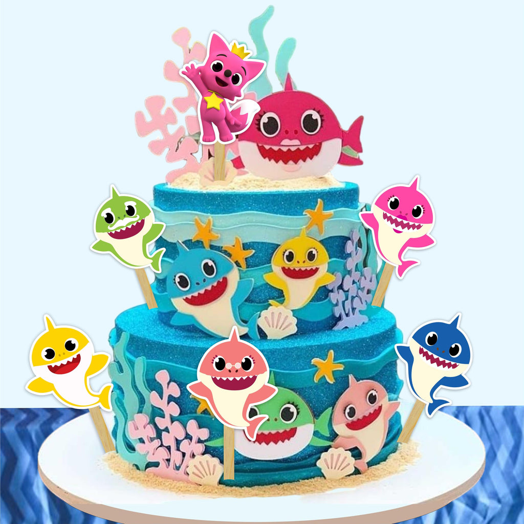 Seyal Bby Shrk Cupcake Toppers – Multicolor 24-Pack for Bby Shrk-Themed Parties