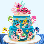 Seyal Bby Shrk Cupcake Toppers – Multicolor 24-Pack for Bby Shrk-Themed Parties