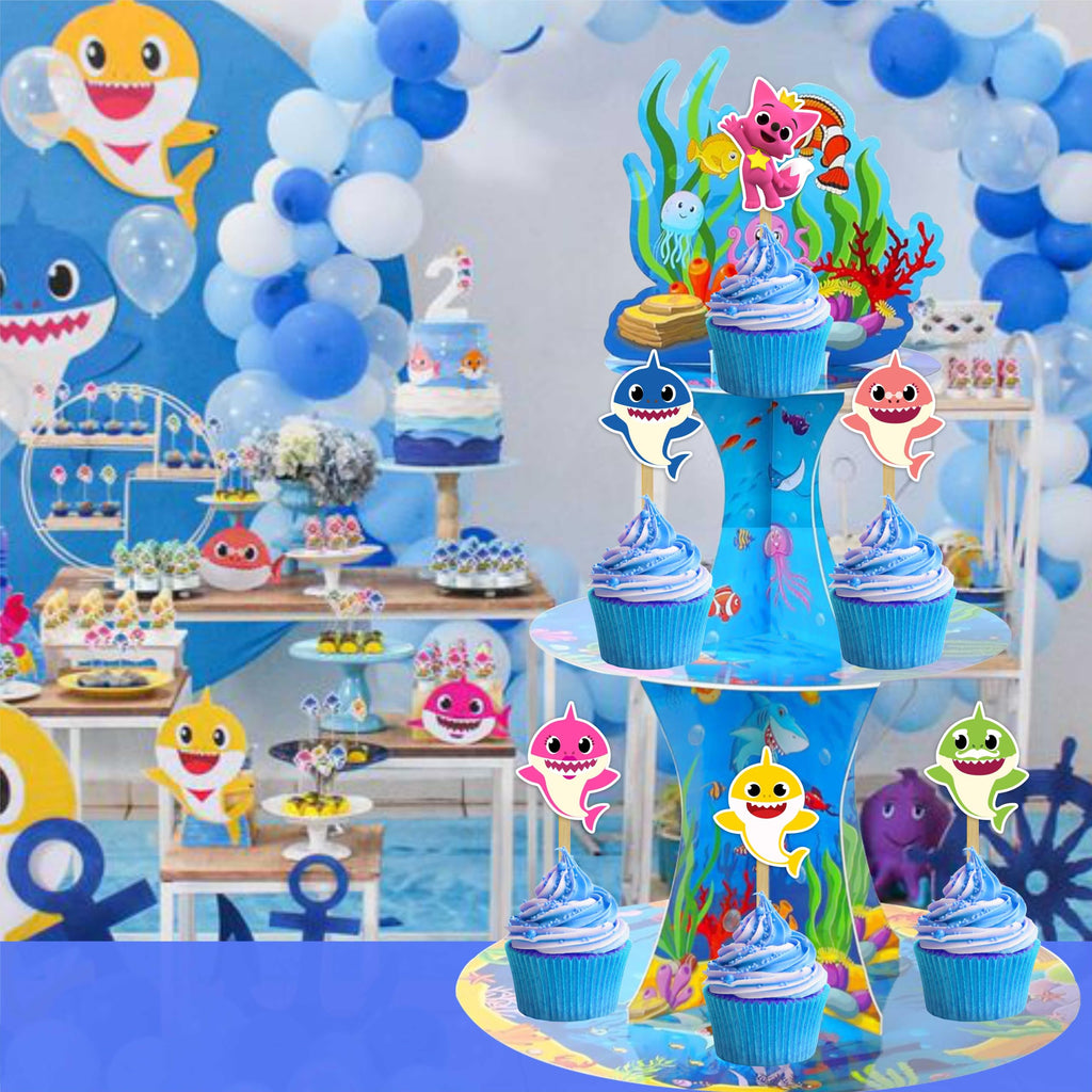 Seyal Bby Shrk Cupcake Toppers – Multicolor 24-Pack for Bby Shrk-Themed Parties