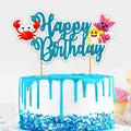 Seyal Bby Shrk Happy Birthday Cake Topper – Cute Shark Theme Decor for Ocean Parties