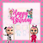 Seyal Cry Babes Happy Birthday Cake Topper – Cute Cartoon Party Decoration
