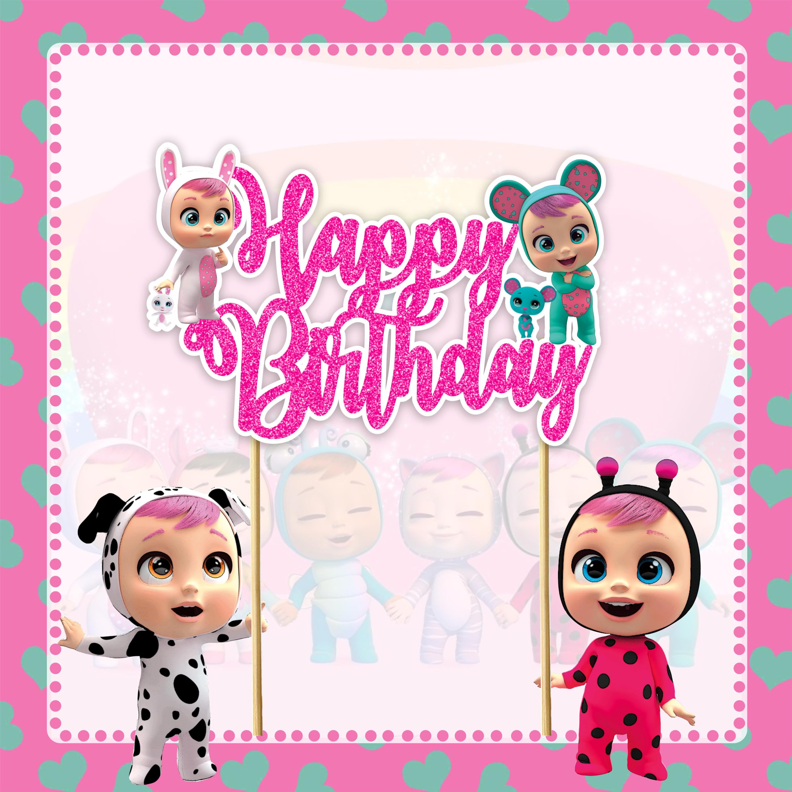 Seyal Cry Babes Happy Birthday Cake Topper – Cute Cartoon Party Decoration