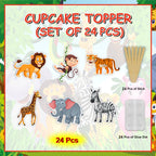 Seyal Jugle Safari Cupcake Topper – Animal-Themed Party Picks for Birthday Cupcakes, Dessert Tables, and Event Styling