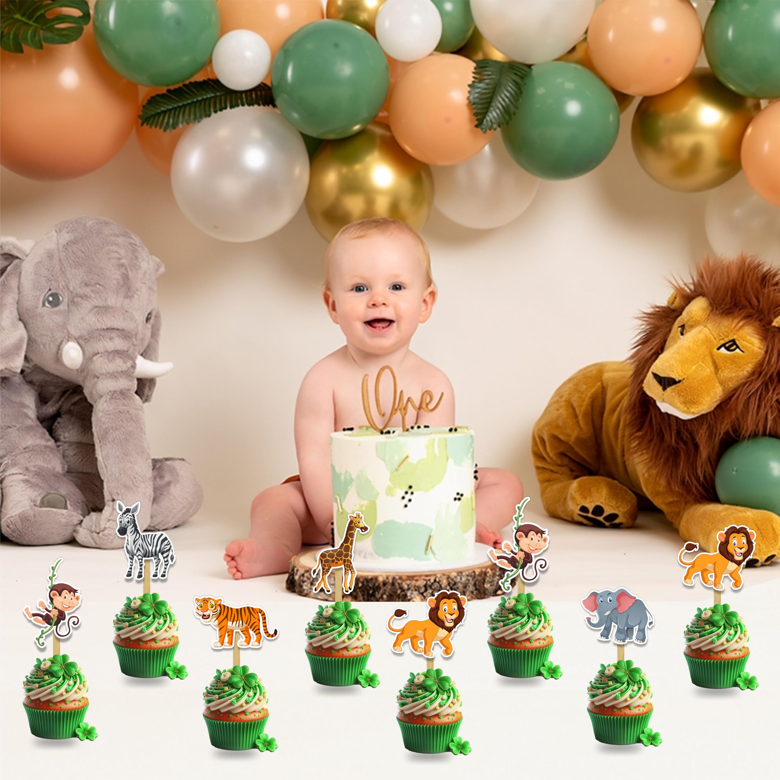 Seyal Jugle Safari Cupcake Topper – Animal-Themed Party Picks for Birthday Cupcakes, Dessert Tables, and Event Styling